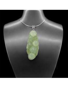 Pingente Prehnite Semipolido em Prata de Lei 925 (A8)