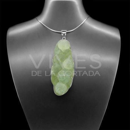 Pendant semipolished Prehnite in 925 Sterling Silver (A8)