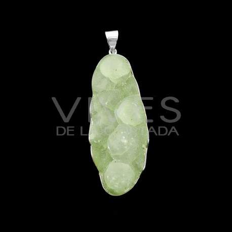 Pingente Prehnite Semipolido em Prata de Lei 925 (A8)