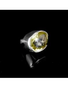 Anillo de  Citrino Facetado en Plata de Ley 925 (A46)