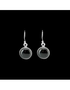 Brincos em prata esterlina 925 Circle Onyx
