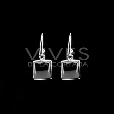 Earrings square Onyx in Sterling Silver 925