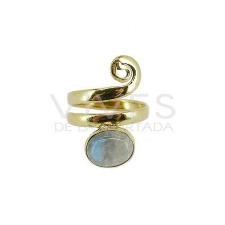 Anillo de Bronce con Mineral Aleatorio -31-