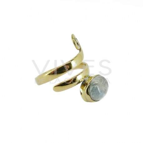Anillo de Bronce con Mineral Aleatorio -31-