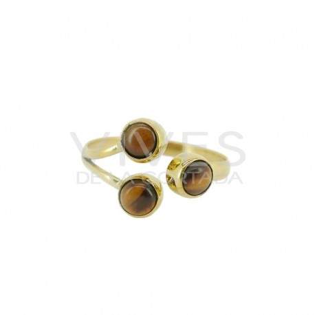 Anillo de Bronce con Mineral Aleatorio -25-
