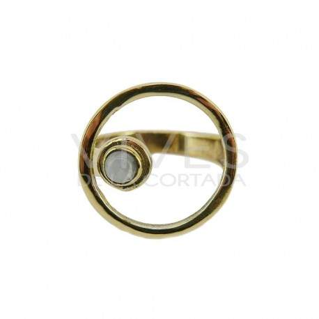 Anillo de Bronce con Mineral Aleatorio -23-