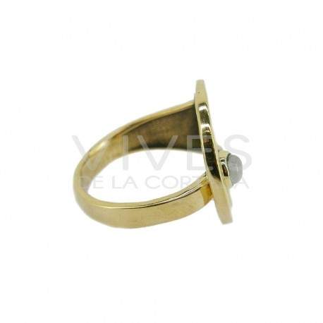 Anillo de Bronce con Mineral Aleatorio -23-