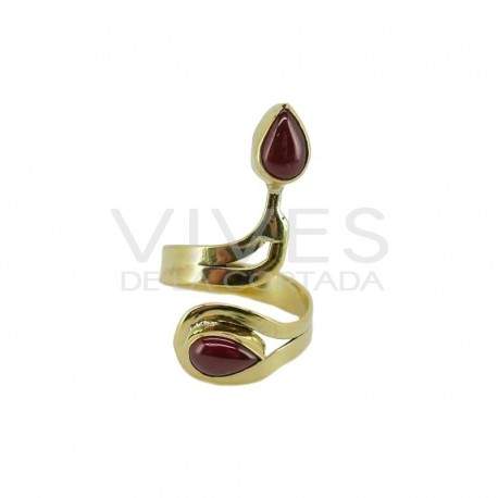 Anillo de Bronce con Mineral Aleatorio -32-