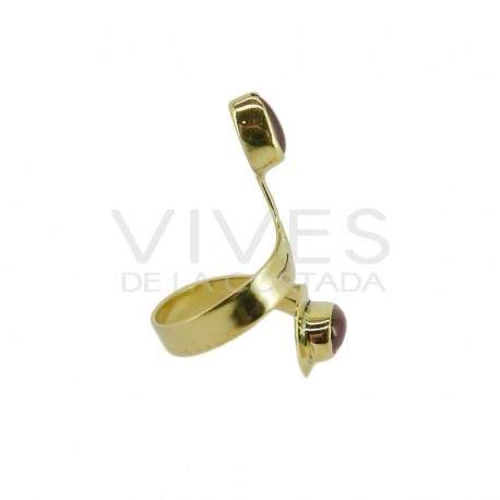 Anillo de Bronce con Mineral Aleatorio -32-