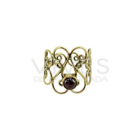 Anillo de Bronce con Mineral Aleatorio -46-