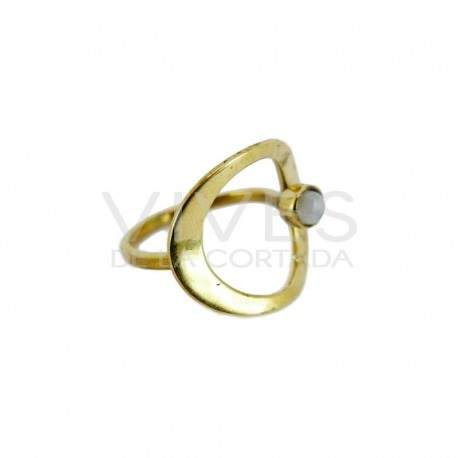 Anillo de Bronce con Mineral Aleatorio -34-