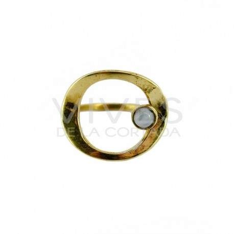 Anillo de Bronce con Mineral Aleatorio -34-