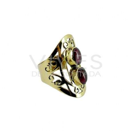 Anillo de Bronce con Mineral Aleatorio -35-