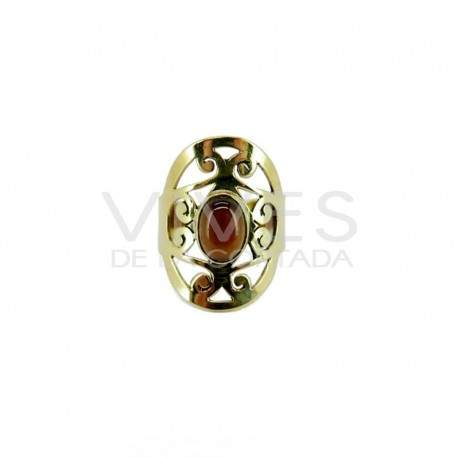 Anillo de Bronce con Mineral Aleatorio -45-