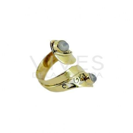 Anillo de Bronce con Mineral Aleatorio -49-