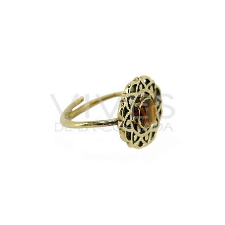 Anillos de Bronce con Mineral Aleatorio -41-