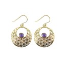 Pendientes de Bronce con Mineral Aleatorio -42-