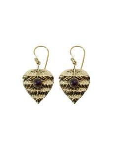Pendientes de Bronce con Mineral Aleatorio -30-