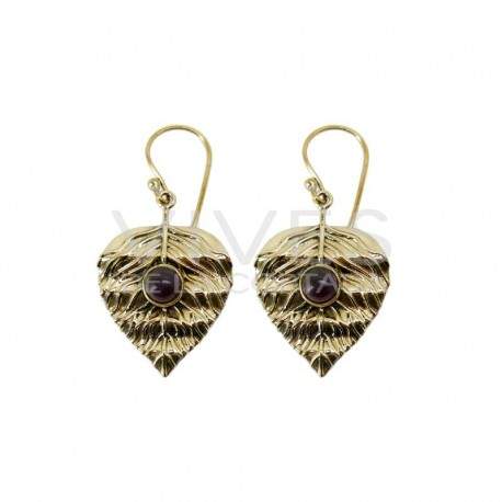 Pendientes de Bronce con Mineral Aleatorio -30-