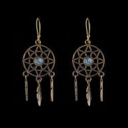 Pendientes de Bronce con Mineral Aleatorio -70-