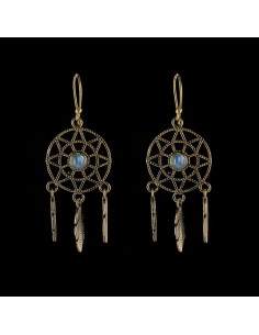 Pendientes de Bronce con Mineral Aleatorio -70-