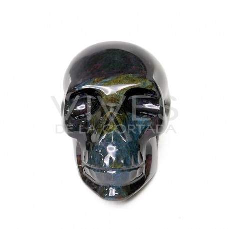 Calavera de Obsidiana Arcoíris Manto Huichol