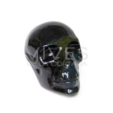 Calavera de Obsidiana Arcoíris Manto Huichol
