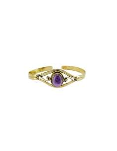 Bracelet bronze with Amethyst cabochon Big -114.1-