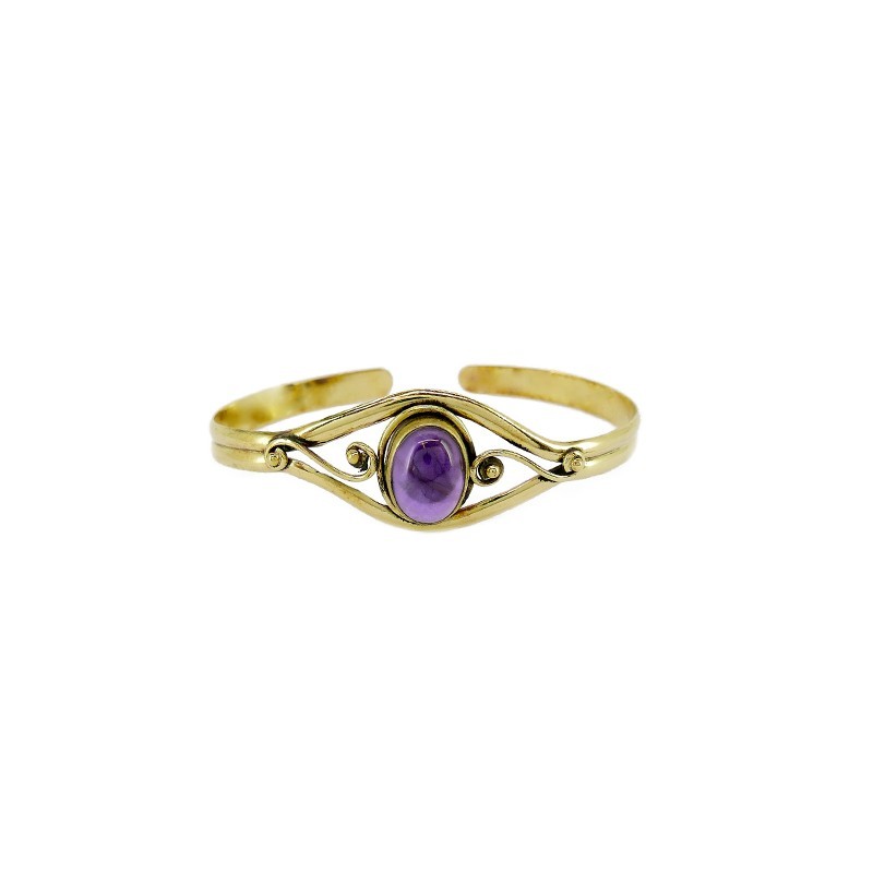 Pulsera de Bronce con Cabujón Grande Amatista -114.1-