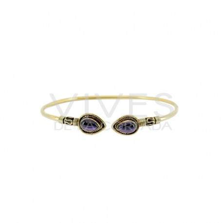 Pulsera de Bronce Fina con Amatista -26.2-
