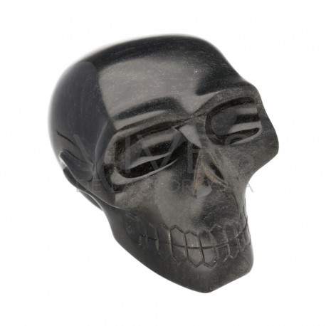 Calavera de Obsidiana Plateada COP