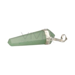 Pendentif Biterminé à partir de Quartz Vert (plaqué argent)