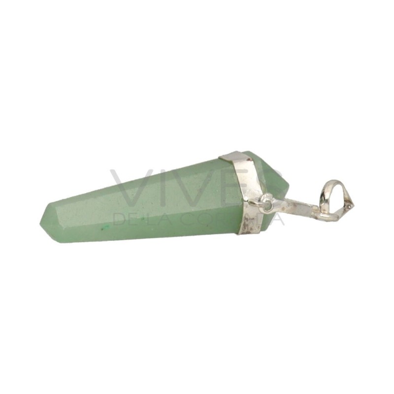 Colgante Biterminado de Cuarzo Verde (Baño de Plata)