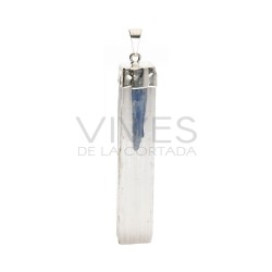 Colgante de Selenita con Cianita en Baño de Plata