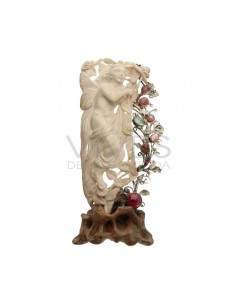 Sculpture en bois de cerf fossilisé en argent 925