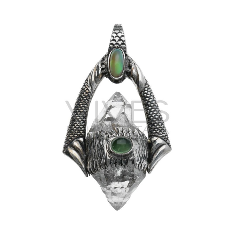 Colgante Hérkimer en Plata de Ley 925 con Ópalo y Peridoto