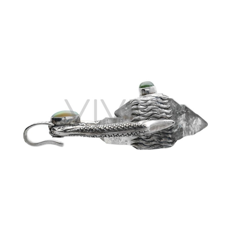 Colgante Hérkimer en Plata de Ley 925 con Ópalo y Peridoto