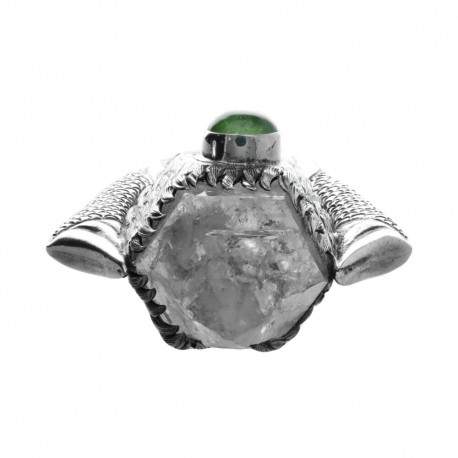 Colgante Herkimer en Plata de Ley 925 con Ópalo y Peridoto