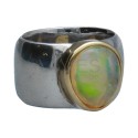 Bague opale en argent 925 et or 1er degré (A68)