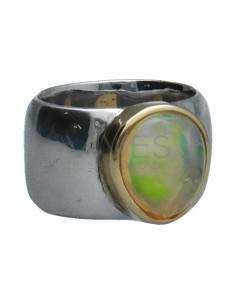 Ring of Opal in 925 Sterling Silver and 1st Grade Gold (A68)