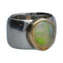 Anillo de Ópalo en Plata de Ley 925 y Oro de 1º Ley (A68)