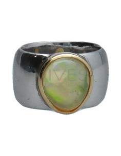 Anillo de Ópalo en Plata de Ley 925 y Oro de 1º Ley (A68) 2