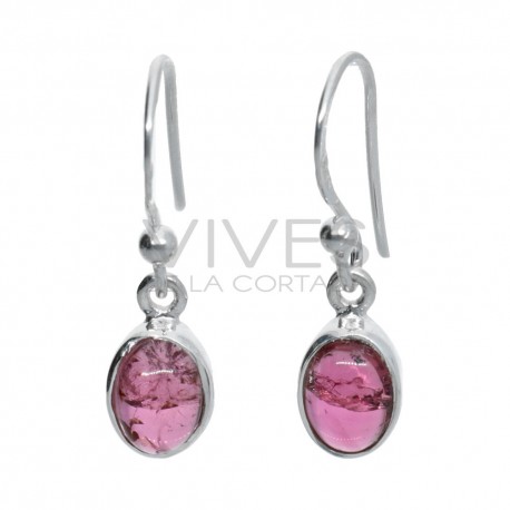 Conjunto de turmalina rosa facetada em prata de lei 925