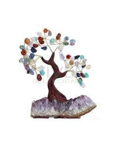 Árbol Mix Minerales Pequeño  con Base de Drusa de Amatista