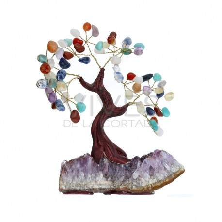 Árbol Mix Minerales Pequeño  con Base de Drusa de Amatista