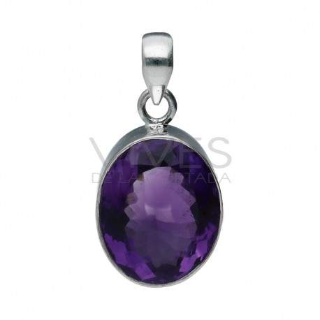 Pendant of Amethyst Faceted Small in Sterling Silver 925