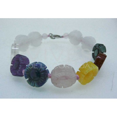 Bracelet Chakras Fleurs fermoir en argent