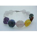 Pulsera Chakras Flores cierre plata