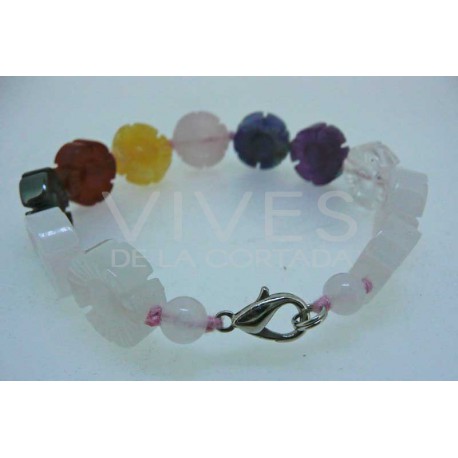 Pulsera de los Chakras flores con cierre de plata