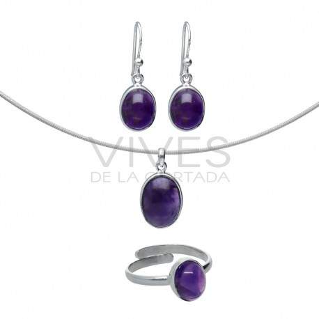 Oval Amethyst Set in 925 Sterling Silver